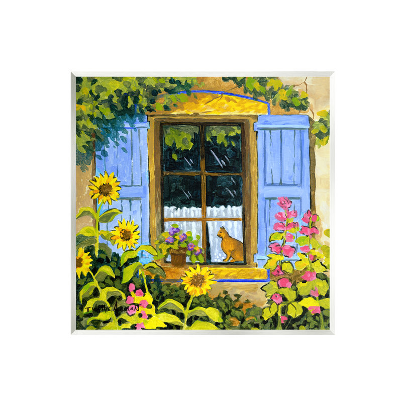 «Stupell Industries Cat in Garden Window», art mural sur toile par Robin Altman, H 12 po x l 12 po x P 0,5 po