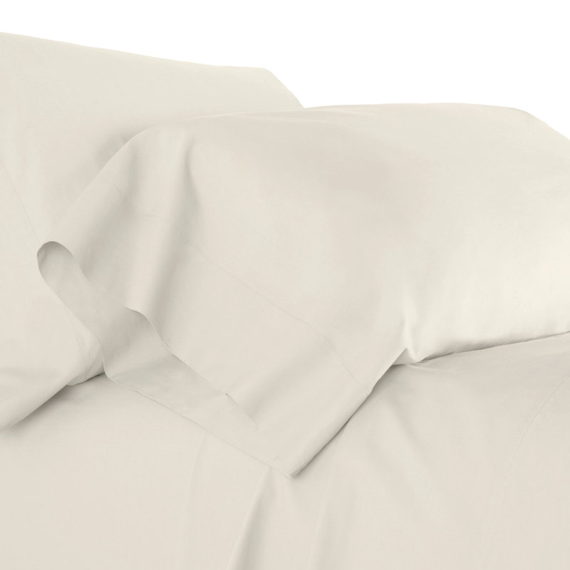 Ensemble de draps en coton biologique, Ensemble de draps pour très grand lit avec 2 taie, Ivoire
