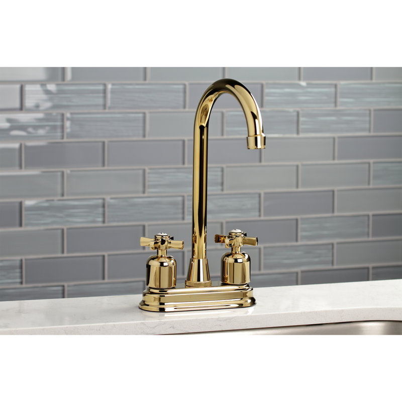Kingston Brass Millennium Two-Handle 2-Hole Deck Mount Bar Faucet, Polished Brass