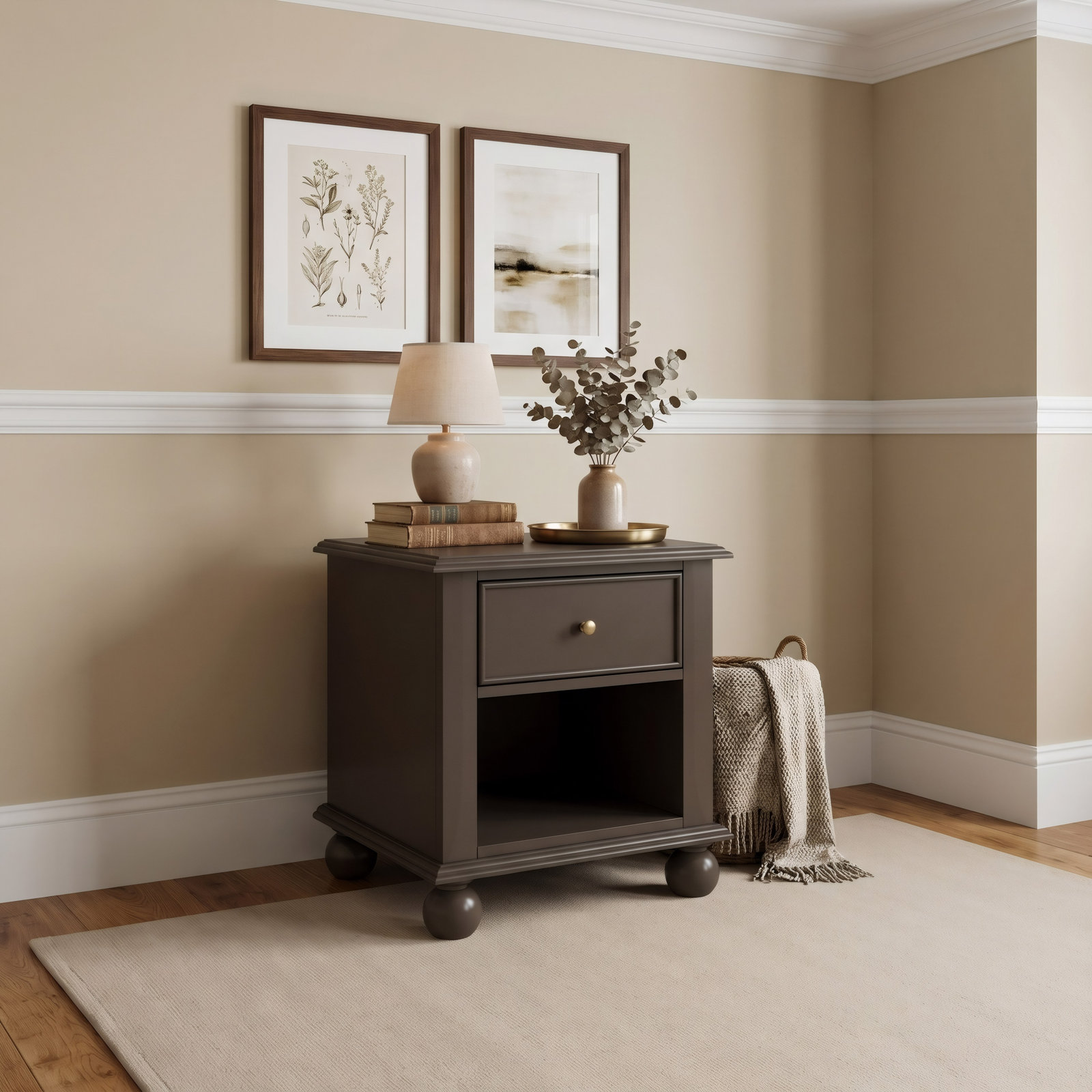 1-Drawer Mahogany Nightstand, Bourbon