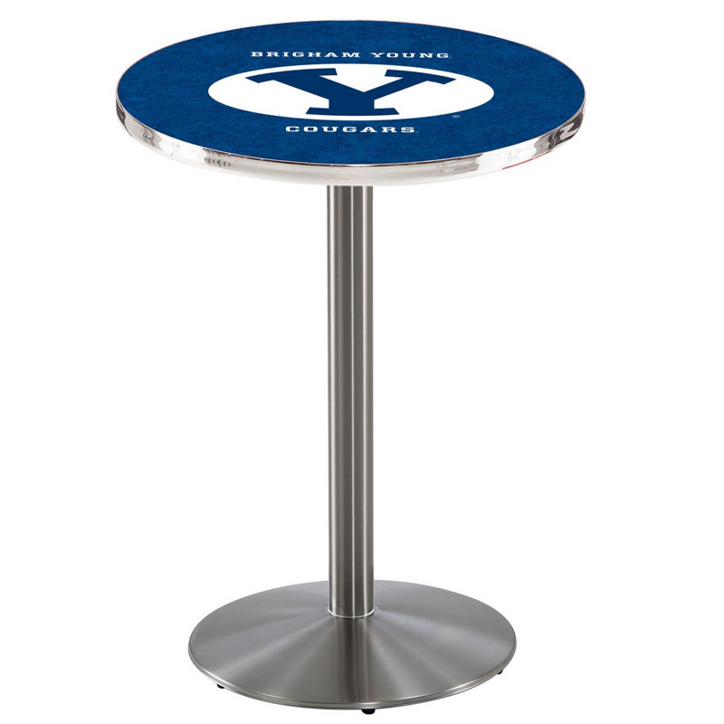 Round Metal Base Dining Table, Stainless Steel, Brigham Young University