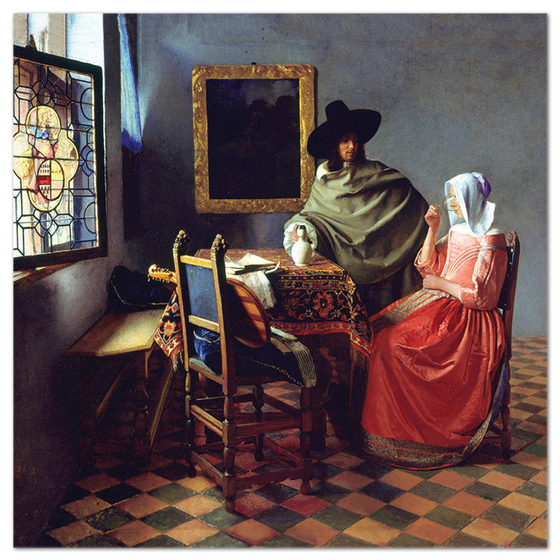 Bicchiere di Vino by Johannes Vermeer - Square Print