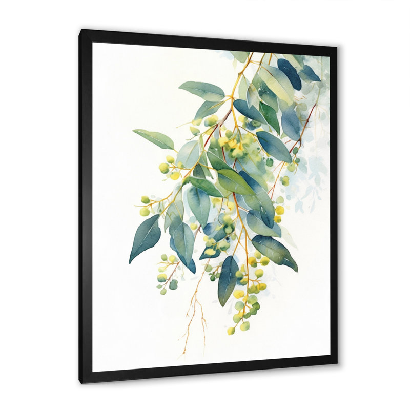 «Green Green Minimalisme Eucalyptus Essence IV» sur toile, Cadre simple noir, H 20 po x l 12 po x P 1 po