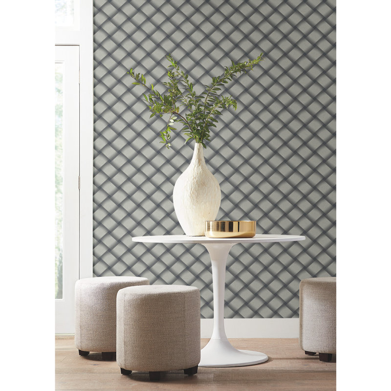 Bayside Basket Weave Wallpaper Roll, Navy