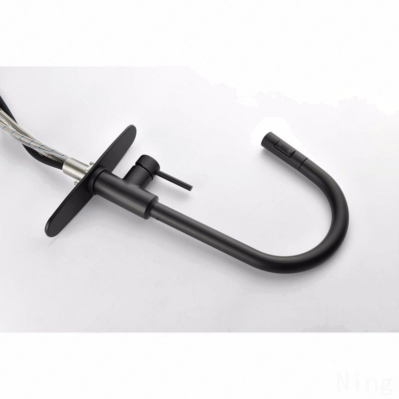 Robinet de cuisine avec douchette rétractable, Noir mat