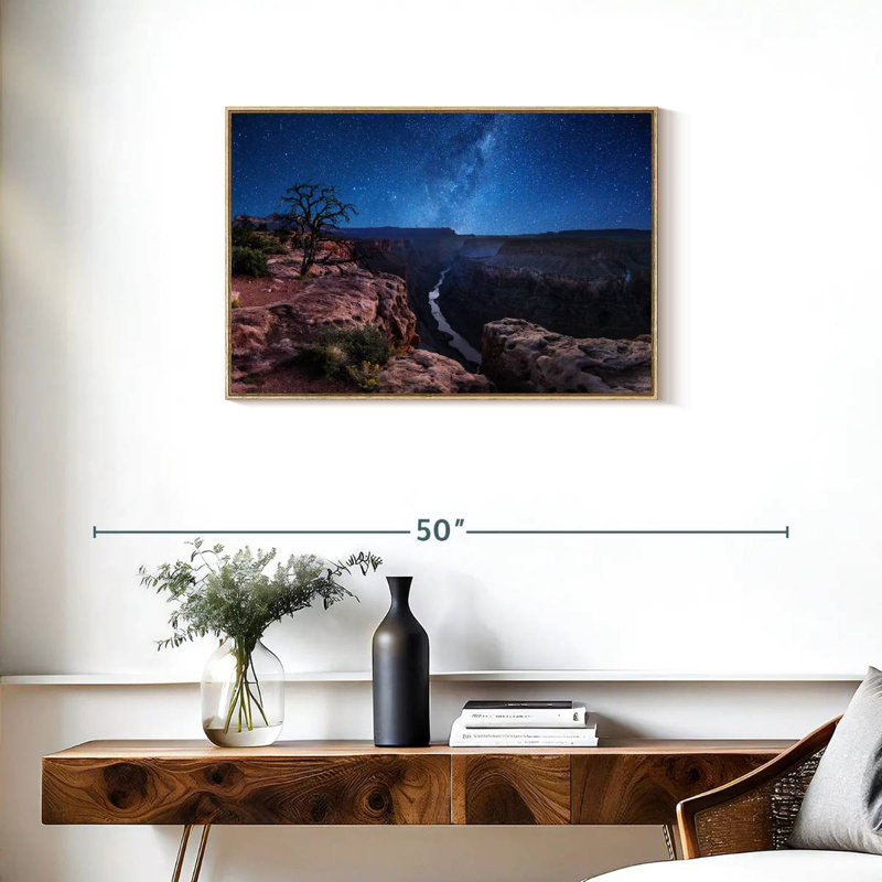 Nuit étoilée du Grand Canyon, Cadre flottant en bois naturel, 31 po x 21 po