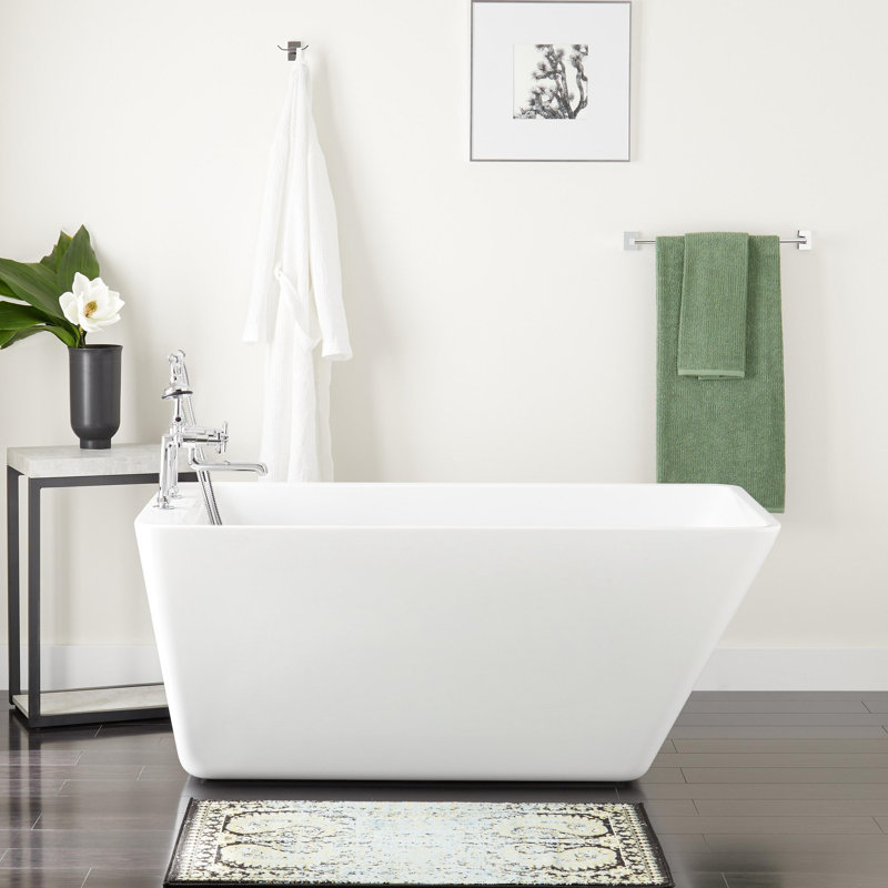 Jaidyn 55" Freestanding Soaking Acrylic Bathtub, White