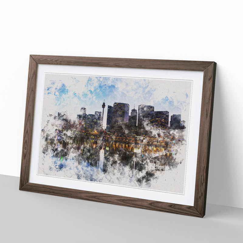 Sydney Skyline Vol.1 - Picture Frame Painting, 65cm H x 90cm W x 2cm D, Walnut Framed