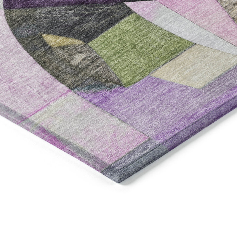 Tapis mauve lavable à la machine intérieur / extérieur Xhevrie, Rectangle 1 pi 8 po x 2 pi 6 po