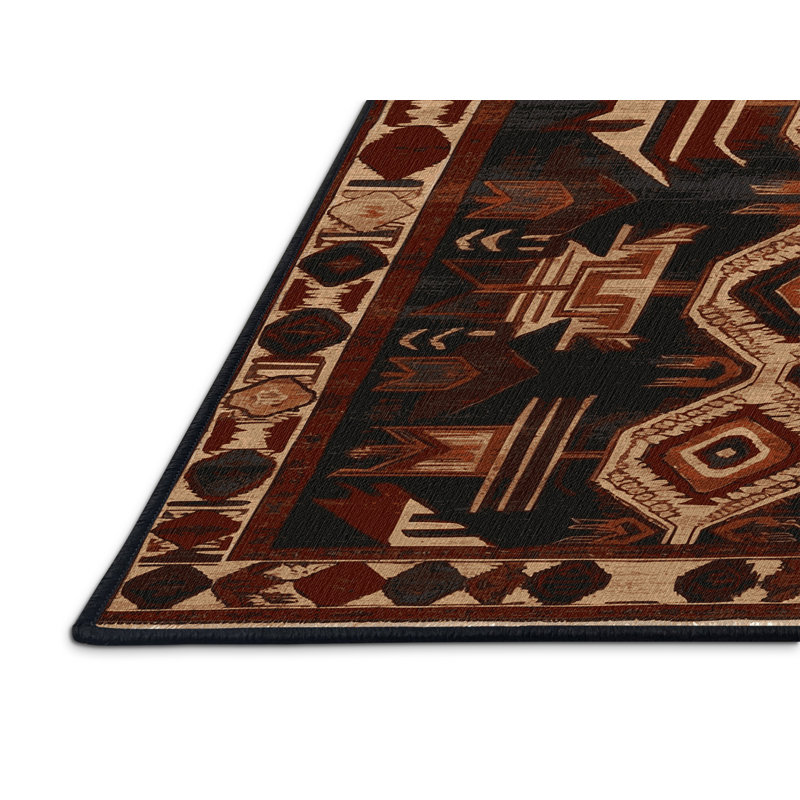 Tapis turc noir lavable à la machine, Rectangulaire 8 pi x 10 pi