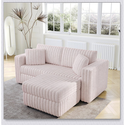 Soft Modular 2-Person Sofa with Hydraulic Lift, Comfortable and Stylish, Includes Matching Ottoman for Enhanced Relaxation