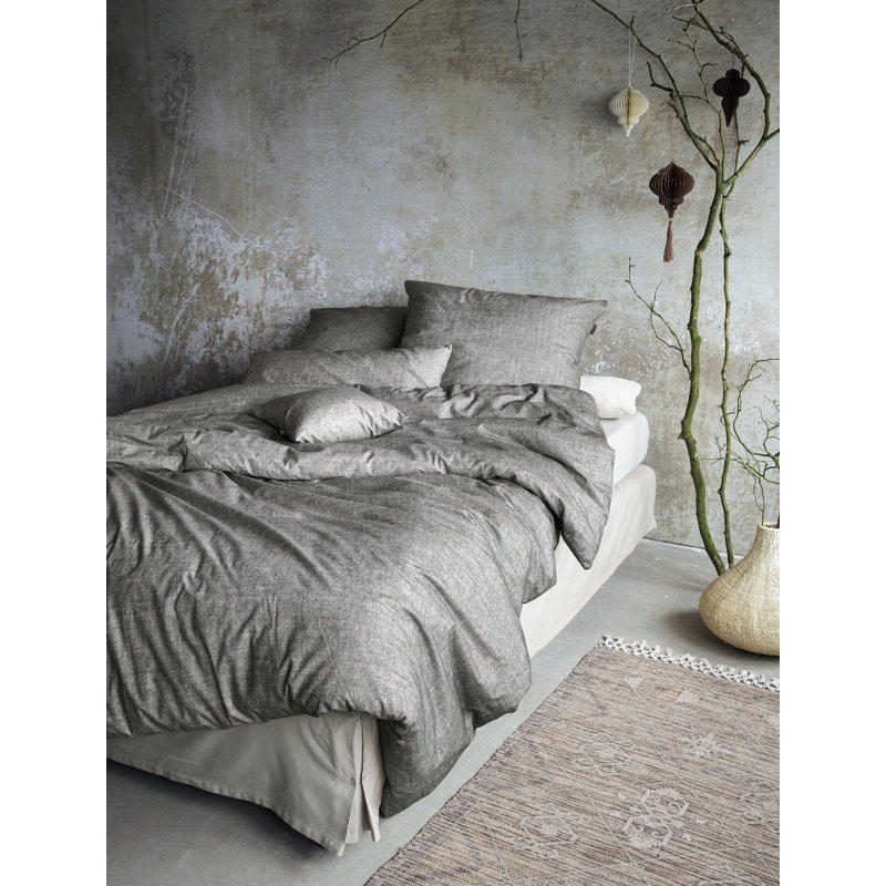 Fleece cotton bed linen set Mink 8835, 200 x 200cm - 2 Pillowcases (80 x 80cm), Silver