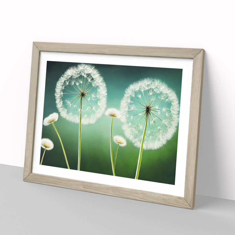 Dreamlike Dandelion Flowers 1 Piece Single Picture Frame Wall Art, 25cm H x 34cm W, Oak