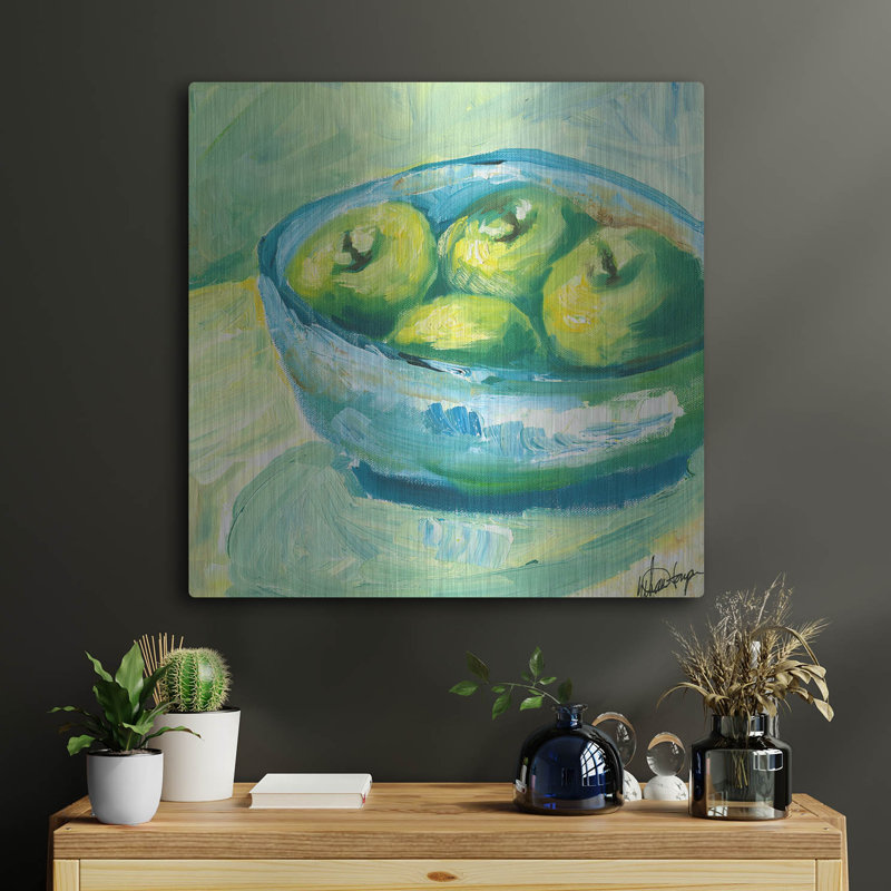 August Grove® «Bowl of Fruit II» par Ethan Harper, art mural en métal, H 24 po x l 24 po