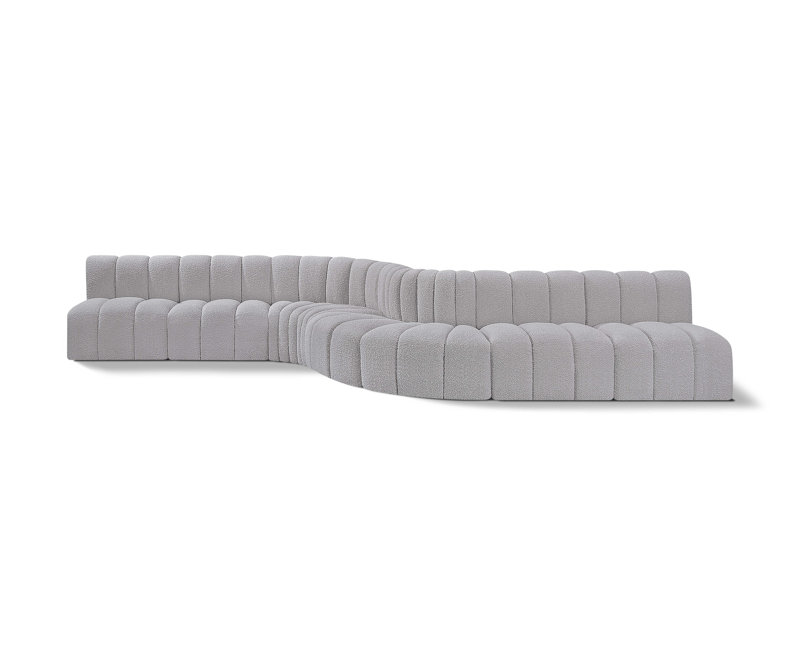 Canapé et méridienne rembourrés Hygerta, Tissu gris bouclé