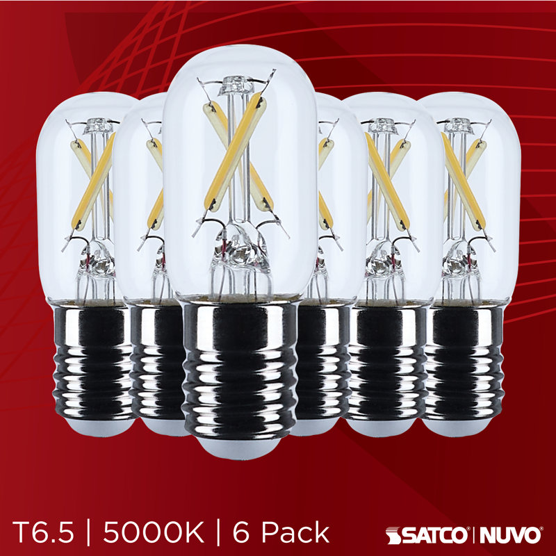 3 ampoules DEL T6.5 à culot intermédiaire transparent de 3 watts 120 volts, 5000 kelvins