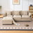 Coffee Color  3-Seat Combo Sofa With Storage Ottoman For Living Room Apartment Bedroom And Compact Room, Upholstered Sectional Couch, L Shaped Bench With A Footrestco-1507760017