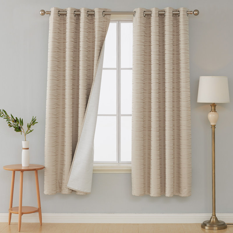 Bakstran Blackout Curtain Pair, Beige, 15"Hx10"Wx3"D