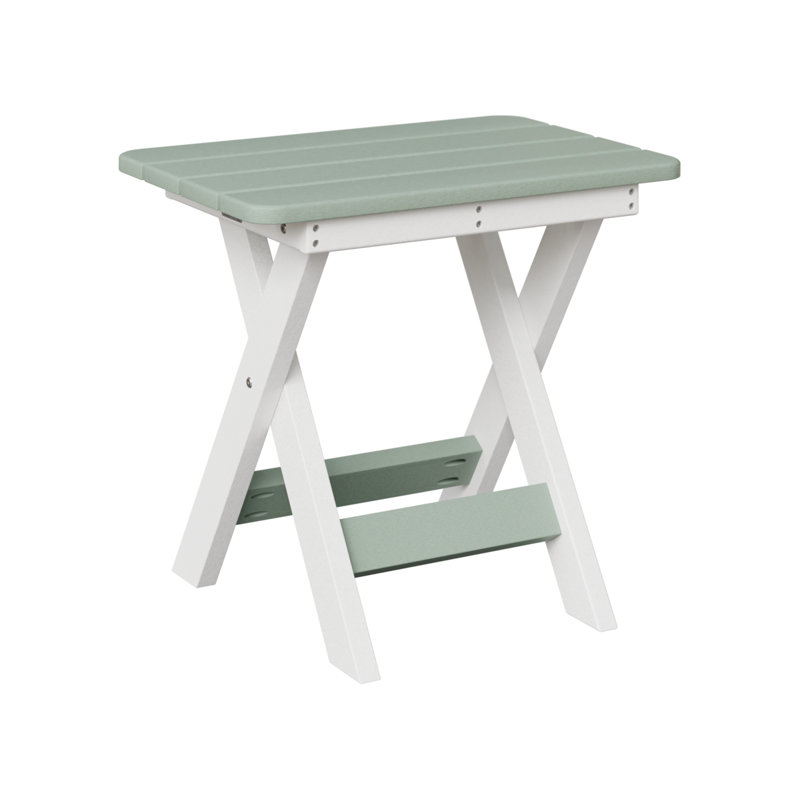Outdoor Rectangle Side Table, Seafoam/White