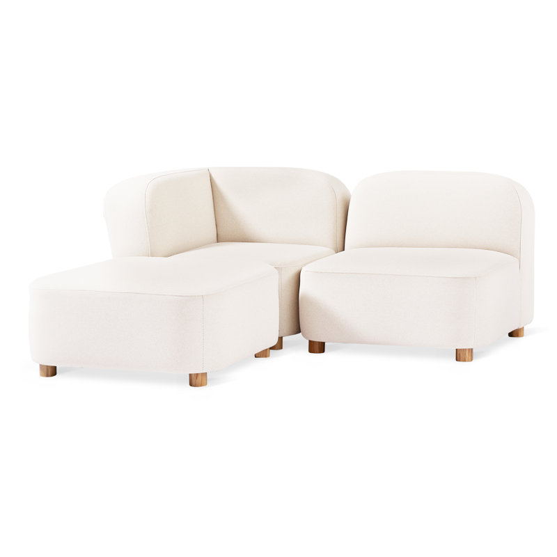 Canapé modulaire 3 pièces Circuit Modular, 100% polyester mérinos crème