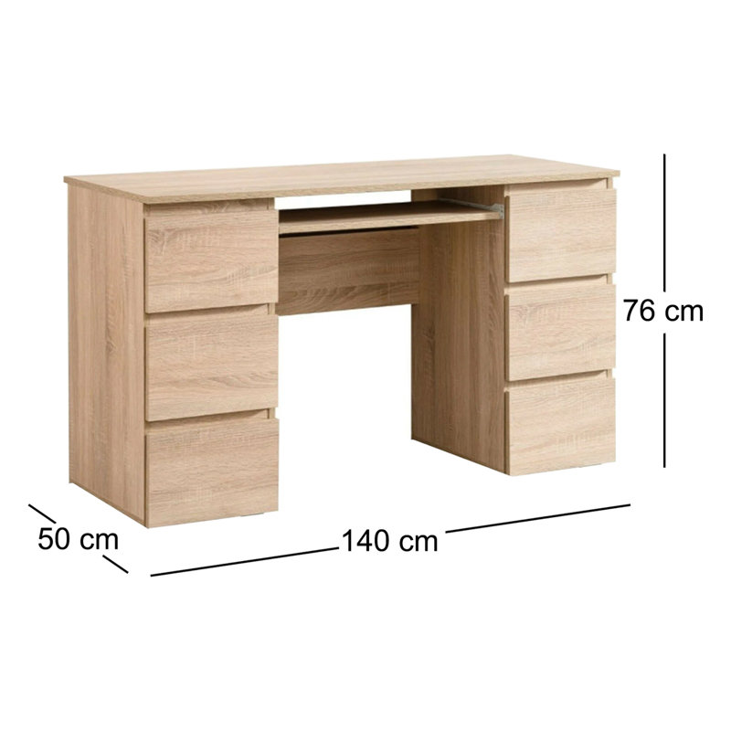 Theon Solid Wood Base Computer Desk, Sonoma
