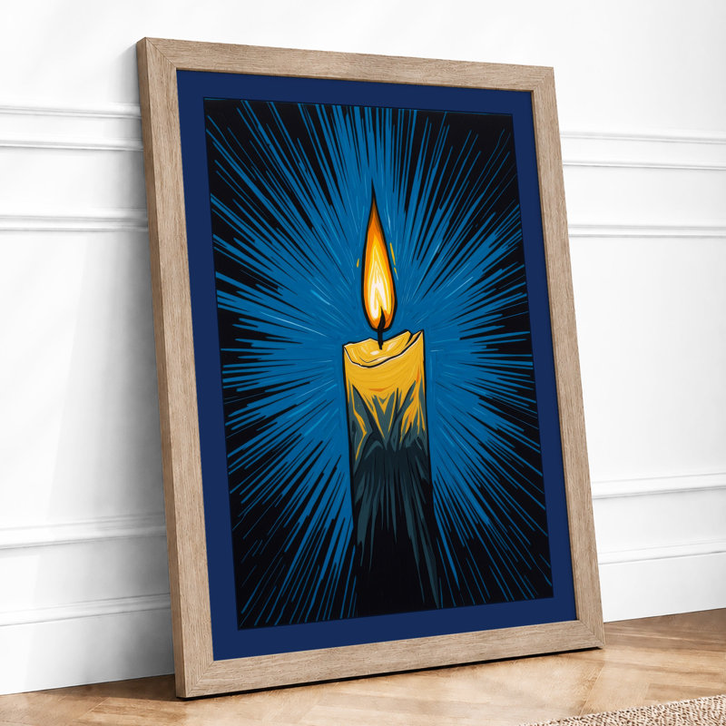 Candlelight Radiates Geometric - Framed Print, A3 - 42.0 x 29.7 cm, Oak