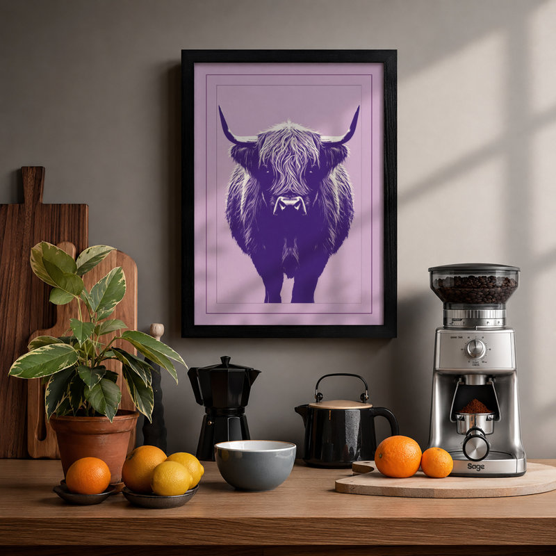 Highland Cattle Portrait Modern - Print, Black, A3 - 42.0 x 29.7 cm