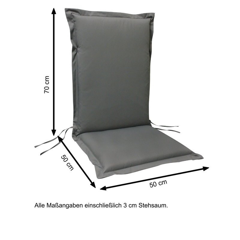Afrin Dining Chair Cushion, Grey, 9 cm H x 50 cm W x 100 cm D