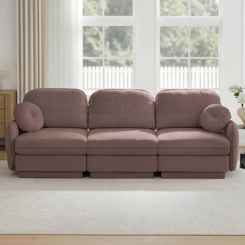 Canapé en chenille Cloud, H 37,4 po x l 105,1 po x P 33,4 po, Rose poussière
