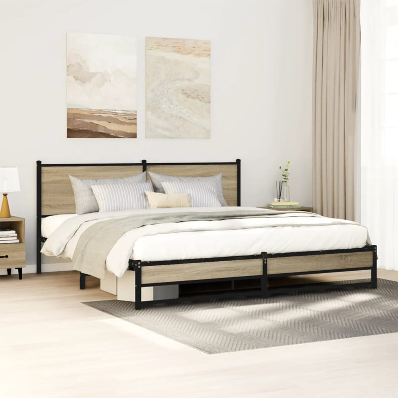 Caiden Bed, 193 x 203 cm, Brown Oak