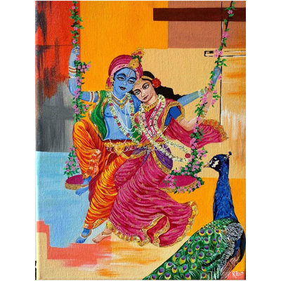 Peinture de Radha Krishna Jhula | Acrylique sur toile | Art par Rashi Jain