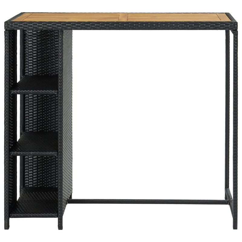 Sabato Rectangular Solid Wood Steel Outdoor Bar Table - 120 cm W 60 cm D, Black