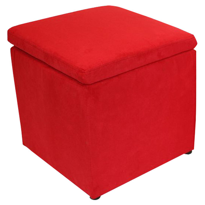 Faux Leather Ottoman, Red