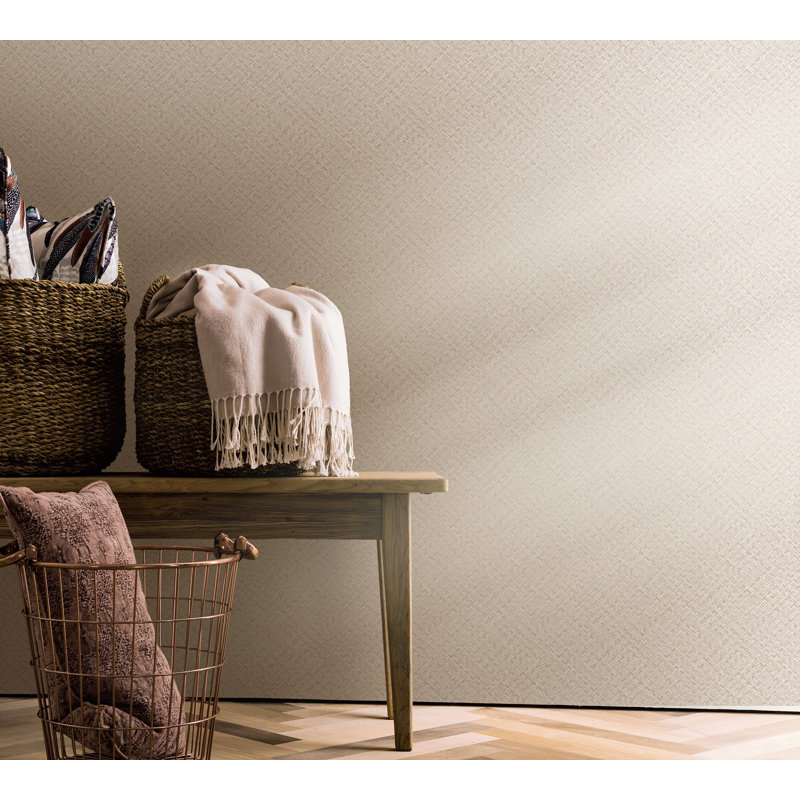 Flora Collection Chevron Weave Wallpaper Roll, Pink