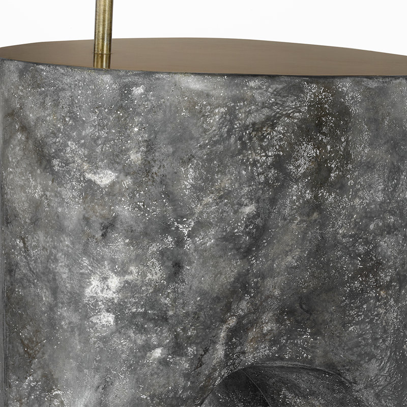 Anne-Marie Barton Lega 36" Sculpted Side Table Reading Floor Lamp in Eclipse with Museum Brass