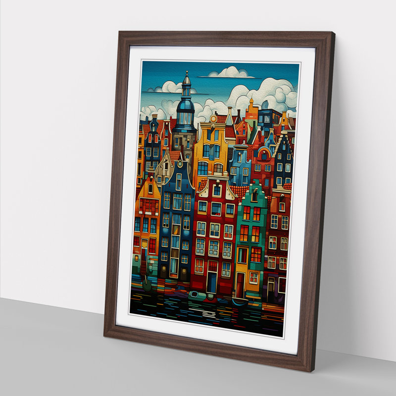 Amsterdam Geometric No.2 - Framed Print, 34cm H x 25cm W x 2cm D, Walnut 