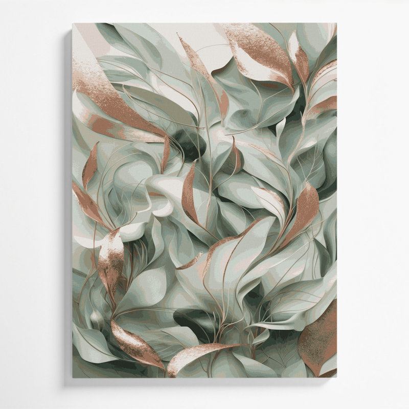 "Abstract Florals 44", art mural sur toile grise, H 14 po x l 11 po