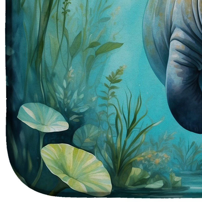Manatee in a Crystal-Clear Spring Dish Drying Mat