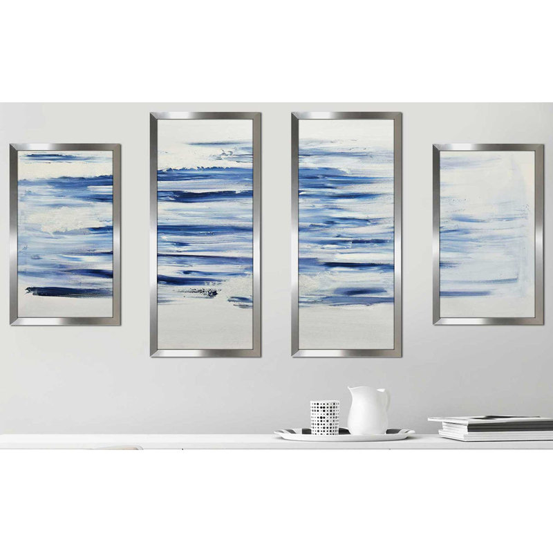 «Out Of The Blue», reproduction de 4 pièces, Encadrement argenté, H 39,5 po x l 78 po x P 1 po