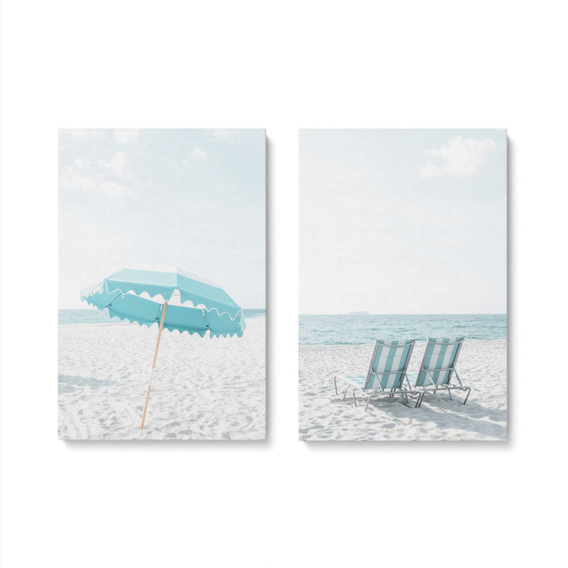 Ensemble de 2 impressions de style bord de mer, Cadre flottant noir satiné, H 18 po x l 24 po x P 1,75 po