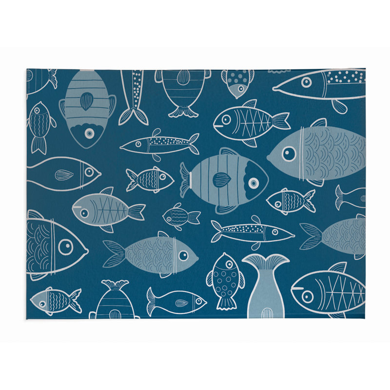 Napperon Here Fishy, Dark Blue, 0.01" H x 12" W x 16" D