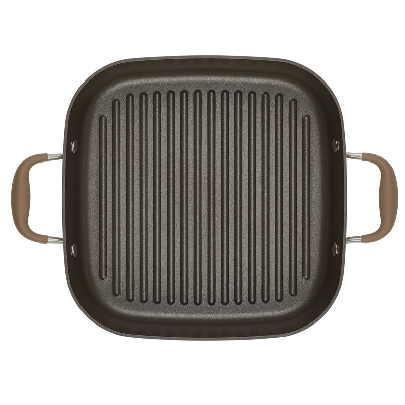 Anolon Advanced Home Hard Anodized Nonstick Two Step Meal Cookware Set, Includes 7 Quart Roaster And 11 Inch Deep Square Grill Pan, 2 Piece, Bronze