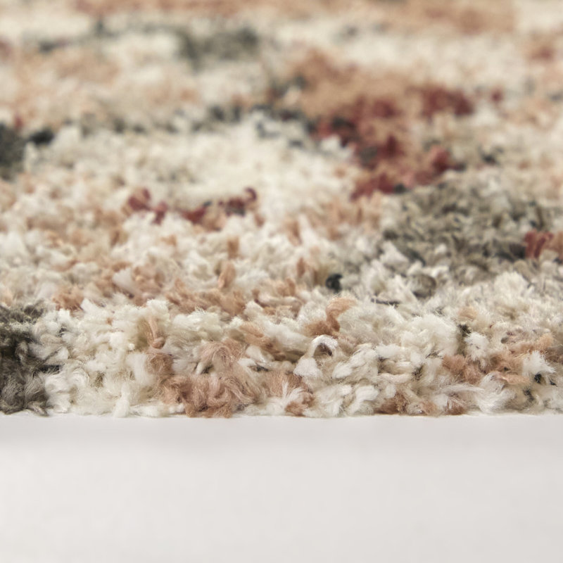 Audet Taupe Abstract Shag Area Rug, Rectangle 5'3" x 7'