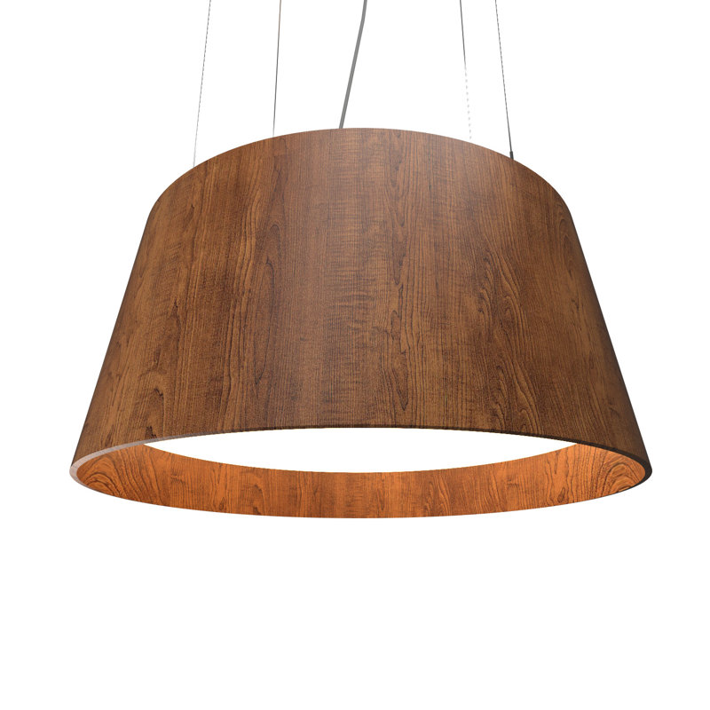 1 - Light LED Pendant, Imbuia, 13.65" H x 29.25" W x 29.25" D