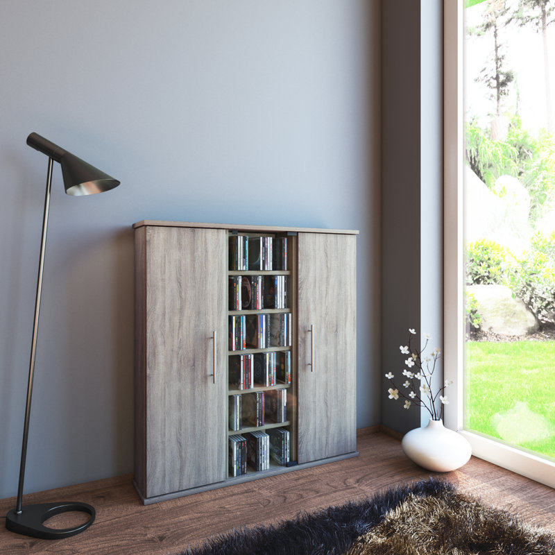 Santo Glass 88cm H Media Cabinet, Sonoma oak