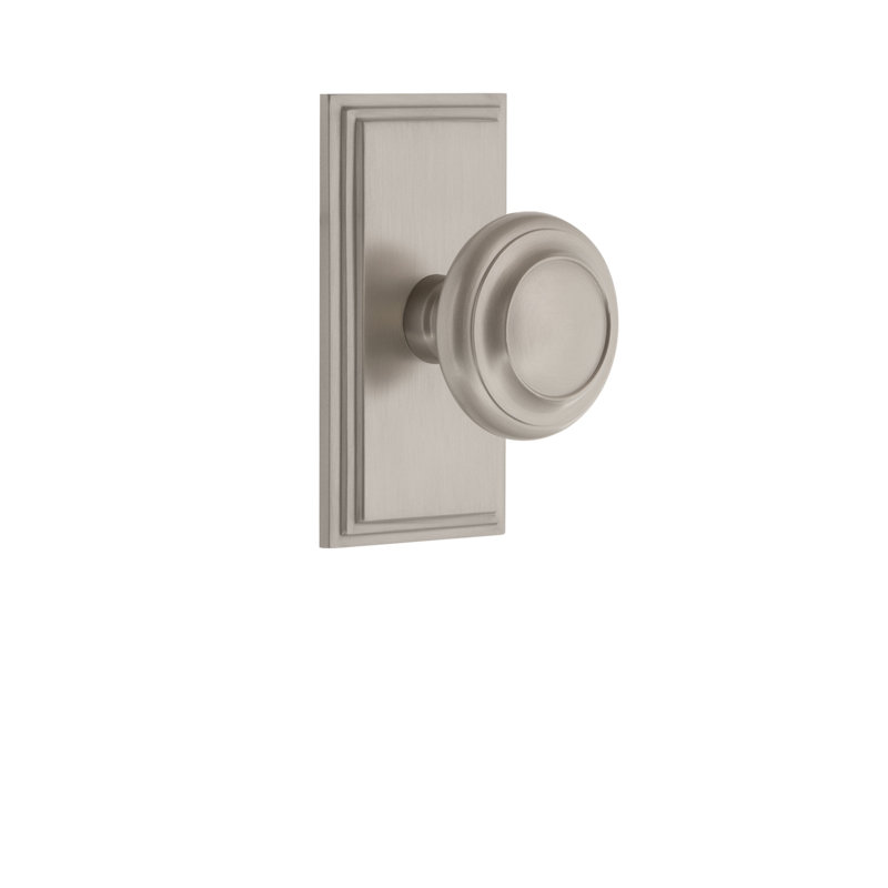 Grandeur Carré Plate Privacy with Circulaire Door Knob, Satin Nickel, 2 3/4"