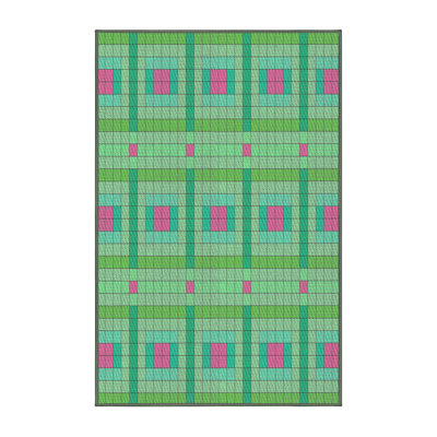 Tapis vert/jaune/brun à motifs Crafa