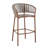 Set Of 2 Outdoor Patio Barstool, Metal Rope Teak Finished Frame With Beige Cushion