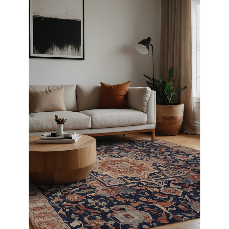 Machine Washable Brown Area Rug, Square 5'
