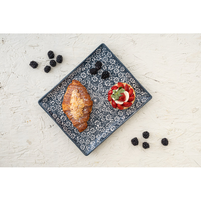 Hand Painted Ceramic Ceramic Tray, Gray